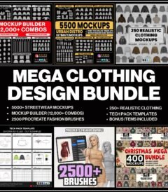 "fashion designer pack clothing mockups tech pack bundle" "streetwear mockup builder procreate brushes"
